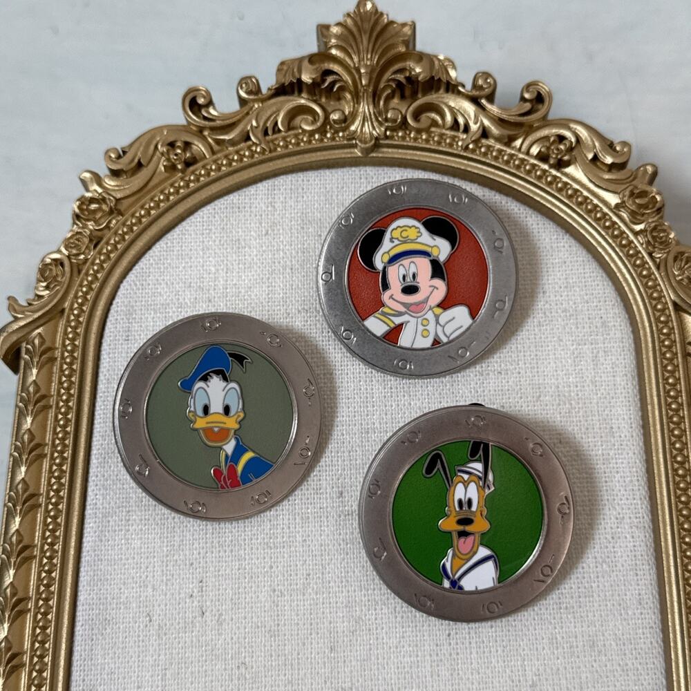 Disney Cruise Line Porthole Character Series Set Of 3 Mickey, Donald, And Pluto
